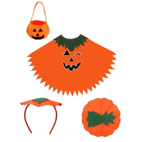 Vyloky Halloween Kürbis Set mit Umhang Hut & Tasche für Damen Herren - Langlebiges Karneval Kostüm Erwachsene Cosplay Outfit Faschingsparty Hexen Nacht Fest Accessoires (S) von Vyloky