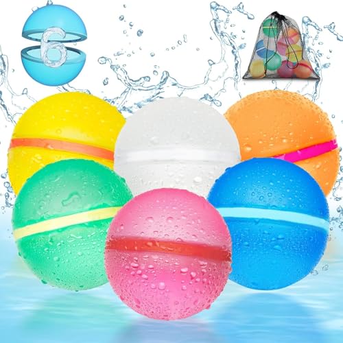 Vyloky Magnetische Wasserbomben 6er Set mit Netzbeutel Wiederverwendbare Spritzbälle Selbstschließend Schnellfüllende Poolspiele für Erwachsene Strand Poolparty Sommer Wasserschlacht Outdoor Vyloky Magnetische Wasserbomben 6er Set mit Netzbeutel Wiederverwendbare Spritzbälle Selbstschließend Schnellfüllende Poolspiele für Erwachsene Strand Poolparty Sommer Wasserschlacht Outdoor von Vyloky