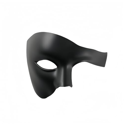 Vyloky Venezianische Karneval Maske Retro Design – Mystische Halbmaske für Herren, 6 Farben (Schwarz/Gold/Silber) – Maskenball & Halloween (Schwarz) von Vyloky