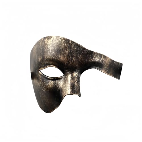 Vyloky Venezianische Karneval Maske Retro Design – Mystische Halbmaske für Herren, 6 Farben (Schwarz/Gold/Silber) – Maskenball & Halloween (Schwarz Gold) von Vyloky