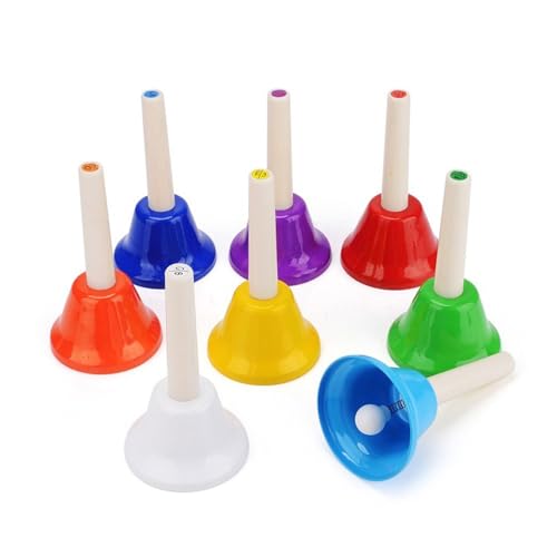 Musik-Handglocken-Set, 8 Noten, bunte Handglocken, Percussion-Instrument, Musikglocken für Festival, Musikunterricht von Vynetra