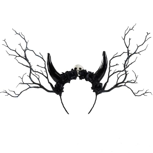 Vynetra Dark Series Teufelshorn-Stirnband für Halloween, Blumenzweig, Haarreif, Party-Stirnband, Bühnenshow, Haarband, Cosplay, Kopfbedeckung, Festival, Hairhoop Vynetra Dark Series Teufelshorn-Stirnband für Halloween, Blumenzweig, Haarreif, Party-Stirnband, Bühnenshow, Haarband, Cosplay, Kopfbedeckung, Festival, Hairhoop von Vynetra