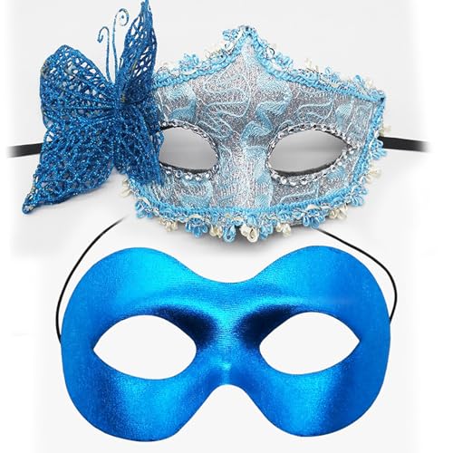 Vynetra Set mit 2 tragbaren Maskeraden, stilvolle Schmetterlingsseite, dekoriert, Party für Festival-Anlässe von Vynetra