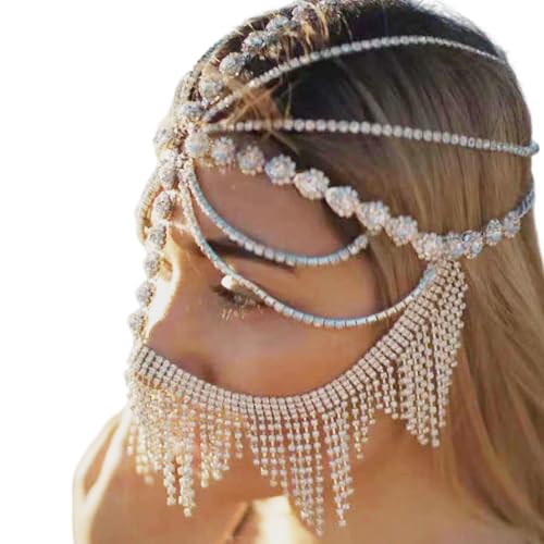 Vynetra Strass-Quasten, Schleier, Kopfschmuck, auffälliges Kostüm, Schmuck, Accessoires für Damen, Maskerade, Tanzpartys, Party, Kopfschmuck für Damen von Vynetra