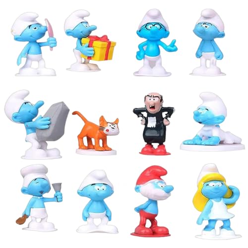 Schlümpfe Figuren Tortendeko, Tortendeko Blau Smurfs, 12 Stück Schlümpfe Figuren, Schlümpfe Figuren Set, Für Jungen und Mädchen Geburtstagskuchen Dekoration, Home Dekoration, Geburtstags Party Liefert von Vyrthalis