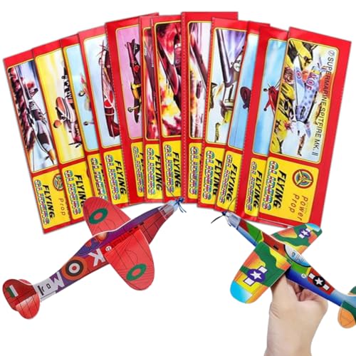 Vyrthalis Gleitflugzeuge Set, Gleitflugzeuge „Propeller“, Styropor Flugzeuge einzeln verpackt, Styropor-Flieger als Preis und Mitgebsel für den Kindergeburtstag (Styroporflieger Kinder - Pack 12) von Vyrthalis