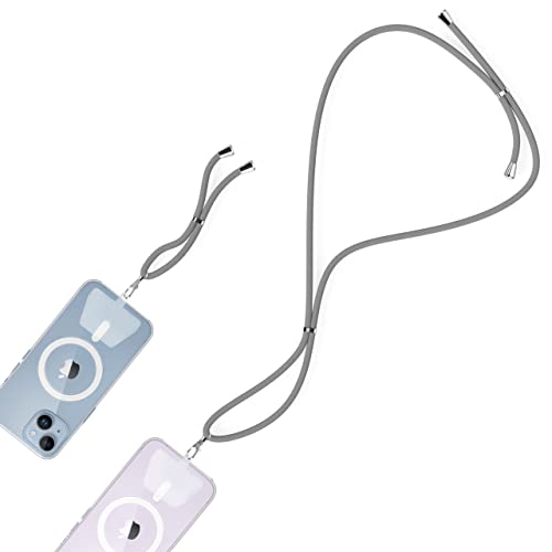 iWotto Lanyard Polyester - Handy-Lanyard - Set aus zwei Größen zusammen mit zwei verstellbaren TPU-Kunststoffhaltern für Handytaschen - Lanyard + Handschlaufe - Grau von W IWOTTO