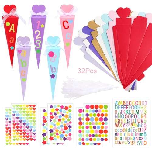 W Rxkiocs 32 Stück Schultüte Klein Schultüte Bastelset Mini Schultüten zum Befüllen Zuckertüte Klein Geschwister Schultüte Faltbare Zuckertüte für die Einschulung zum Schulanfang mit Aufklebern Band W Rxkiocs 32 Stück Schultüte Klein Schultüte Bastelset Mini Schultüten zum Befüllen Zuckertüte Klein Geschwister Schultüte Faltbare Zuckertüte für die Einschulung zum Schulanfang mit Aufklebern Band von W Rxkiocs