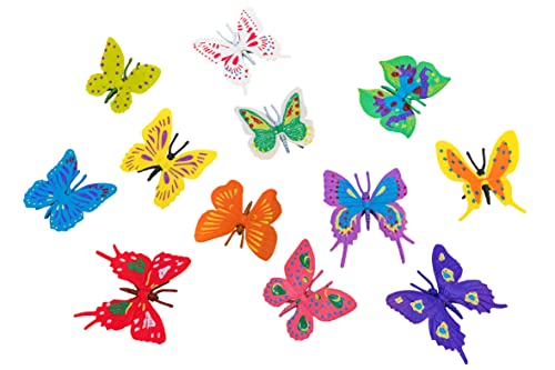 W'TOY Realistische Schmetterlinge, 12 Stück im Umschlag Fliegende Insekten – Globus Spielzeug – 41319 von W'TOY