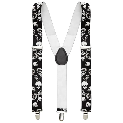 Hosenträger schwarz Totenkopf toten skull halloween horror kopf braces bretelle von W WIDMANN MILANO Party Fashion