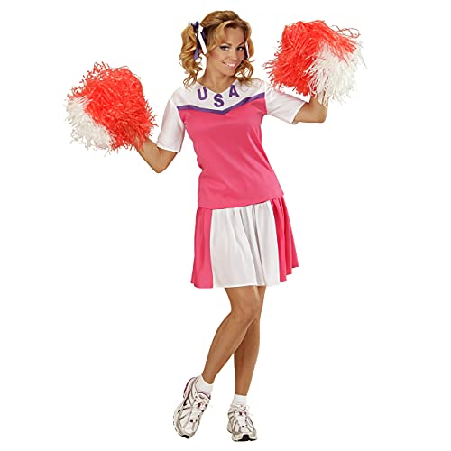 W WIDMANN MILANO Party Fashion, Pompom-Mädchen Kostüm, 100% weicher Polyester, ansprechendes Design in Rosa und Weiß, Größe 8-10 Jahre, pflegeleicht, perfekt für Partys und Aufführungen von W WIDMANN MILANO Party Fashion