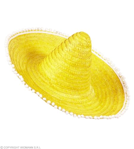 W WIDMANN MILANO Party Fashion, gelber Strohhut, ansprechendes Design mit bunten Quasten, optimaler Komfort, unisex, großzügige Größe von 50 cm, pflegeleicht von W WIDMANN MILANO Party Fashion