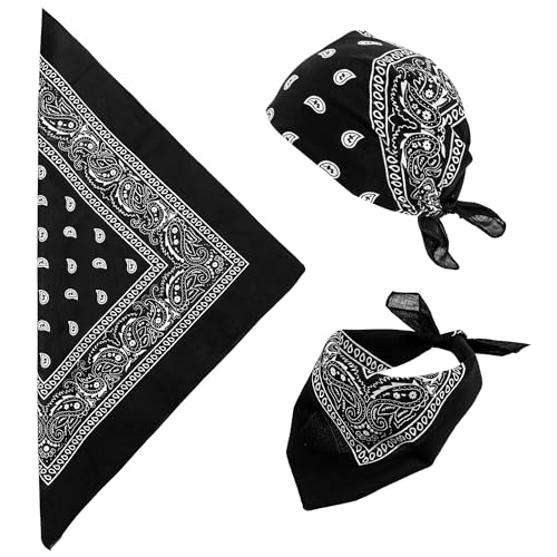 W WIDMANN MILANO Party Fashion, schwarze und weiße Bandana, 100% Baumwolle, optimaler Komfort, Maße 55 x 55 cm, vielfältige Muster, pflegeleicht, perfekt für Piraten- oder Cowboy-Kostüme von W WIDMANN MILANO Party Fashion