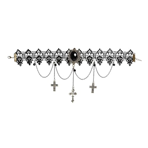 Widmann 03342 - Gothic Halsband mit Anhänger, Ketten und Kreuzen, Schmuck, Halskette, Dark, Gothik, Halloween, Karneval Widmann 03342 - Gothic Halsband mit Anhänger, Ketten und Kreuzen, Schmuck, Halskette, Dark, Gothik, Halloween, Karneval von WIDMANN MILANO PARTY FASHION