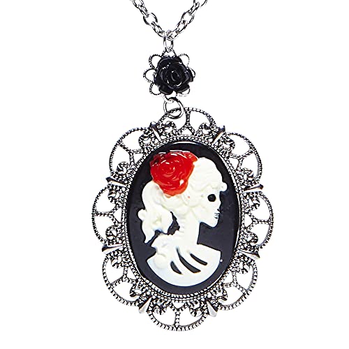 Widmann 03587 - Halskette mit schwarzer Rose und Totenkopf-Cameo, Schmuck, Halsband, Dia de los Muertos, Halloween, Karneval, Mottoparty Widmann 03587 - Halskette mit schwarzer Rose und Totenkopf-Cameo, Schmuck, Halsband, Dia de los Muertos, Halloween, Karneval, Mottoparty von WIDMANN MILANO PARTY FASHION