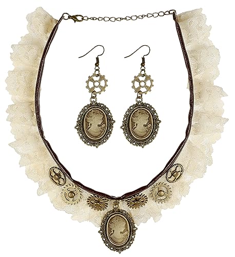 W WIDMANN MILANO Party Fashion 09774 - Schmuckset, Halsband aus Spitze und Cameo Relief Ohrringe, Schmuck, Halskette, Steampunk, Karneval, Mottoparty W WIDMANN MILANO Party Fashion 09774 - Schmuckset, Halsband aus Spitze und Cameo Relief Ohrringe, Schmuck, Halskette, Steampunk, Karneval, Mottoparty von W WIDMANN MILANO Party Fashion
