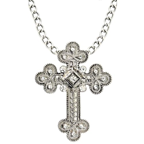 W WIDMANN MILANO Party Fashion 17011 - Halskette mit Strasskreuz, Kreuz mit Schmucksteinen, Schmuck, Halsband, Religion, Karneval, Mottoparty von W WIDMANN MILANO Party Fashion