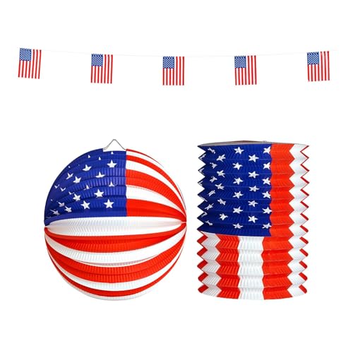 Widmann 23432 - Dekorations-Set USA, Wimpelkette, Lampion und Laterne, flammenhemmend, Dekoration, Mottoparty von WIDMANN MILANO PARTY FASHION