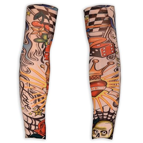 W WIDMANN MILANO Party Fashion 29359 - Tattoo-Ärmel Miami Ink, 1 Paar, sehr realistisch, Armstrümpfe, Biker, Rocker, Sträfling, Verbrecher, Karneval, Mottoparty von W WIDMANN MILANO Party Fashion