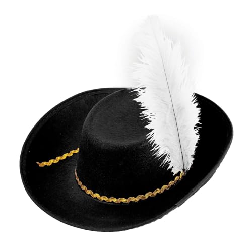 W WIDMANN MILANO Party Fashion 34151 - Hut Musketier mit Feder, Schwarz, aus Filz, Kopfbedeckung, Mottoparty, Karneval von WIDMANN
