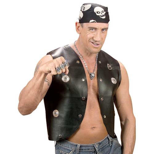 W WIDMANN MILANO Party Fashion 4308B- Weste mit Nieten, Kunstleder, Biker, Rocker, Motto-Party, Karneval, Schwarz von W WIDMANN MILANO Party Fashion
