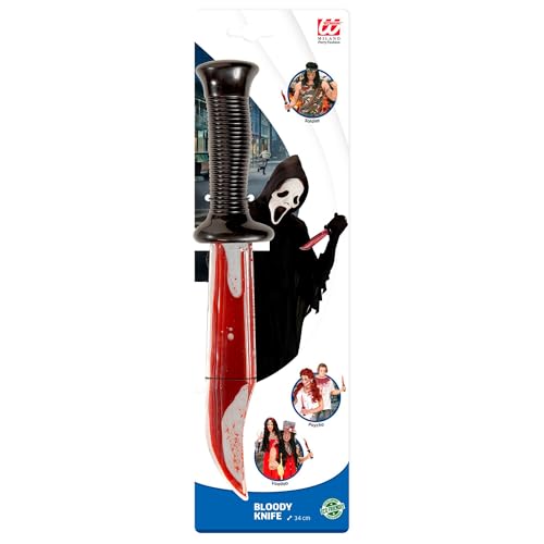 W WIDMANN MILANO Party Fashion 6695K - Blutiges Messer, 34 cm, Accessoires, Deko, Blut, schwarz, Kunstblut, Kunststoff, Jack The Ripper, Psycho, Halloween, Karneval, Mottoparty von W WIDMANN MILANO Party Fashion
