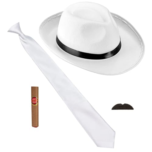 W WIDMANN MILANO Party Fashion - Kostüm-Set Die Wilden 20er, 4-teilig, Hut, Krawatte, Schnurrbart und Zigarre, Charleston, Gangster, Mafia-Boss, Accessoires W WIDMANN MILANO Party Fashion - Kostüm-Set Die Wilden 20er, 4-teilig, Hut, Krawatte, Schnurrbart und Zigarre, Charleston, Gangster, Mafia-Boss, Accessoires von WIDMANN MILANO PARTY FASHION
