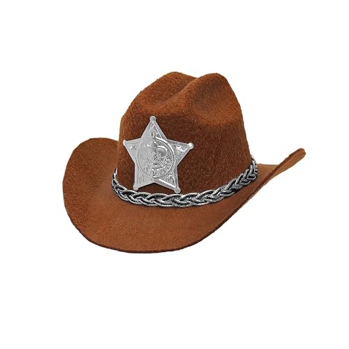 W WIDMANN MILANO Party Fashion 68571 - Minihut Cowboy, ca. 9 cm, mit Sheriff Stern, Braun, Wilder Westen, Hut, Accessoire, Karneval, Mottoparty von W WIDMANN MILANO Party Fashion