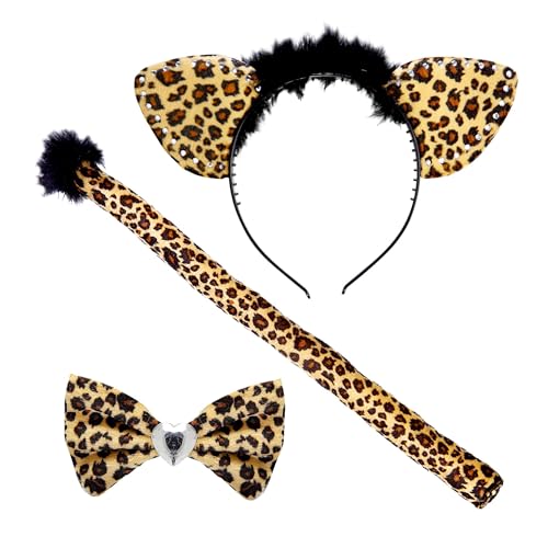 W WIDMANN MILANO Party Fashion 8736N - Kostümset Leopard, 3-teilig mit Strass, Ohren, Fliege und Schwanz, Karneval, Mottoparty von W WIDMANN MILANO Party Fashion