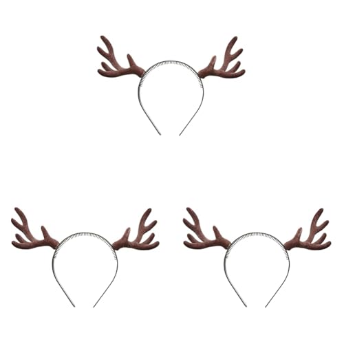 W WIDMANN MILANO Party Fashion 9538D - Beflocktes Rentiergeweih, Accessoire, Haarschmuck, Kopfschmuck, Weihnachten, Karneval, Fasching, Mottoparty (Packung mit 3) von W WIDMANN MILANO Party Fashion