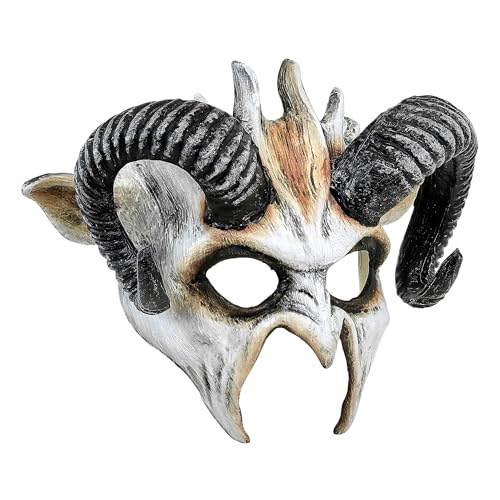 W WIDMANN MILANO Party Fashion - Augenmaske mit Hörnern für Erwachsene, Schamanen Maske, Accessoire Halloween, Karneval von W WIDMANN MILANO Party Fashion