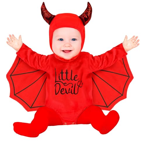W WIDMANN MILANO Party Fashion - Baby Kostüm Fledermaus oder Teufel, Plüsch Overall mit Mütze, Kinder Verkleidung Halloween, Karneval von W WIDMANN MILANO Party Fashion