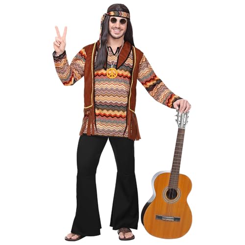W WIDMANN MILANO Party Fashion - Kostüm Hippie, Hemd mit Weste, Hose, Stirnband, Kette, Flower Power, 60er Jahre von W WIDMANN MILANO Party Fashion