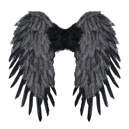 W WIDMANN MILANO Party Fashion 12200 Flügel mit Federn, Unisex – Erwachsene, Schwarz, 50 x 50 cm von W WIDMANN MILANO Party Fashion
