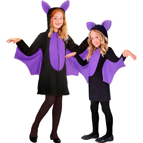 W WIDMANN MILANO Party Fashion - Kinderkostüm Fledermaus, Kleid mit Kapuze, Tierkostüm, Verkleidung für Halloween, Karneval von W WIDMANN MILANO Party Fashion