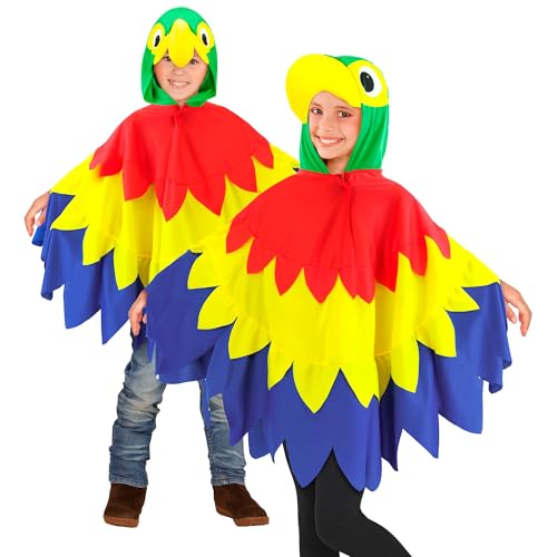 W WIDMANN MILANO Party Fashion - Kinderkostüm Papagei, Poncho mit Kapuze, Vogel, Tierkostüm, Faschingskostüme, Bunt W WIDMANN MILANO Party Fashion - Kinderkostüm Papagei, Poncho mit Kapuze, Vogel, Tierkostüm, Faschingskostüme, Bunt von W WIDMANN MILANO Party Fashion