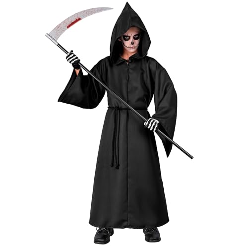 W WIDMANN MILANO Party Fashion - Kinderkostüm Sensemann, Robe mit Kapuze, Grim Reaper, Totengräber, Halloween Verkleidung von W WIDMANN MILANO Party Fashion