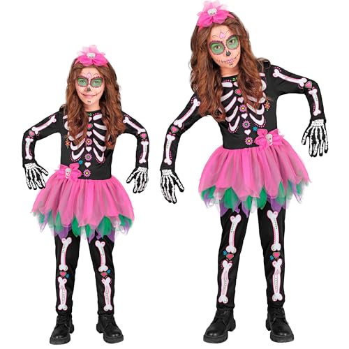 W WIDMANN MILANO Party Fashion - Kinderkostüm Skelett, Overall mit Tutu, Haarreif, Dia de los Muertos, Verkleidung Halloween von W WIDMANN MILANO Party Fashion