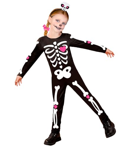 W WIDMANN MILANO Party Fashion - Kinderkostüm Skelett, schwarzer Overall mit Haarreif, Halloween Verkleidung von W WIDMANN MILANO Party Fashion