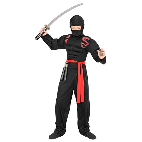 W WIDMANN MILANO Party Fashion 00540 Kinderkostüm muskulöser Ninja, Jungen, Schwarz, 164 cm von W WIDMANN MILANO Party Fashion