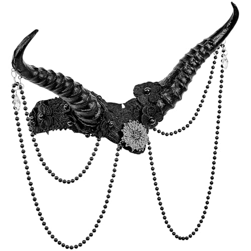 W WIDMANN MILANO Party Fashion - Kopfschmuck mit Hörner, Blumenapplikationen und Perlen, Accessoire für Karneval, Cosplay von W WIDMANN MILANO Party Fashion