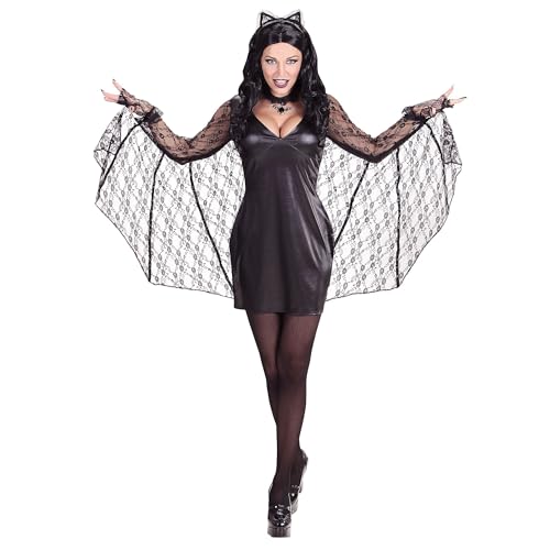 Widmann - Kostüm Batwoman, Kleid mit Flügeln, Ohren, Halloween, Karneval, Mottoparty von WIDMANN
