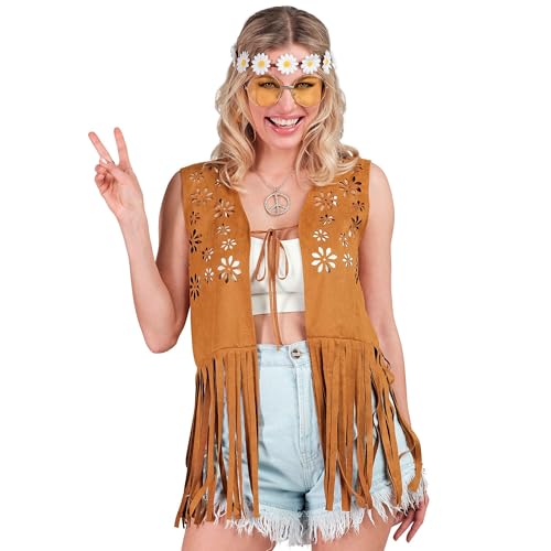 W WIDMANN MILANO Party Fashion - Kostüm Hippie, Fransenweste Damen, braun, Festival Outfit W WIDMANN MILANO Party Fashion - Kostüm Hippie, Fransenweste Damen, braun, Festival Outfit von W WIDMANN MILANO Party Fashion