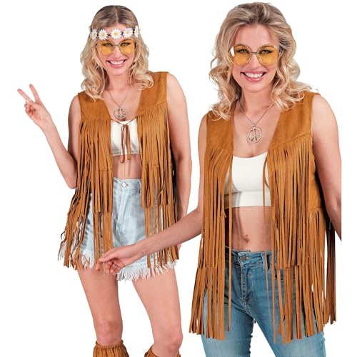 W WIDMANN MILANO Party Fashion - Kostüm Hippie, Fransenweste Damen, braun, Festival Outfit von W WIDMANN MILANO Party Fashion