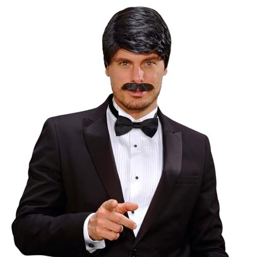 W WIDMANN MILANO Party Fashion L9194 - Dream Hair Perücke Playboy, schwarz, mit Schnurrbart, hohe Qualität, Karneval, Mottoparty W WIDMANN MILANO Party Fashion L9194 - Dream Hair Perücke Playboy, schwarz, mit Schnurrbart, hohe Qualität, Karneval, Mottoparty von WIDMANN
