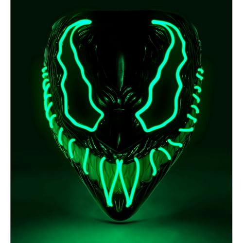 W WIDMANN MILANO Party Fashion - LED Maske Monster, leuchtendes Gesicht, gruselige Grimasse, Dämon, Halloween von W WIDMANN MILANO Party Fashion