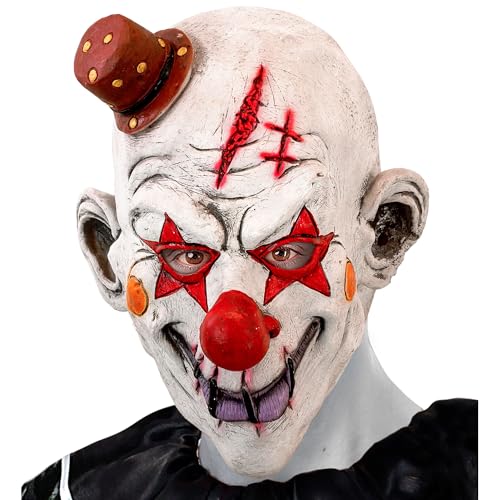 W WIDMANN MILANO Party Fashion - Maske Killer Clown mit Mini Hut, für Erwachsene, Horror Gesichtsmaske, Accessoire Halloween von W WIDMANN MILANO Party Fashion