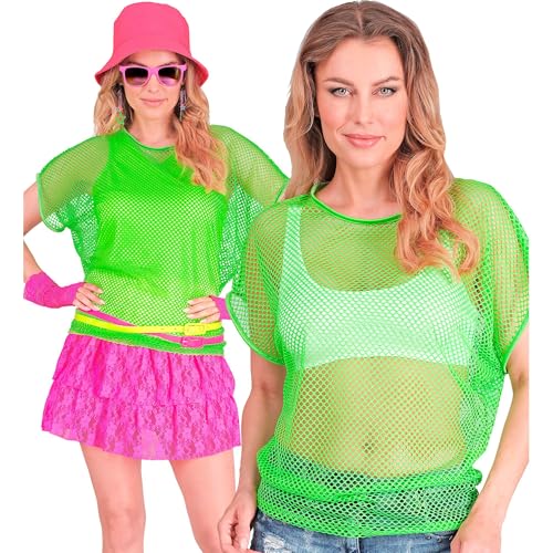 W WIDMANN MILANO Party Fashion - Netzoberteil für Damen, Netzshirt, neon T-Shirt für Festival und Karneval von W WIDMANN MILANO Party Fashion