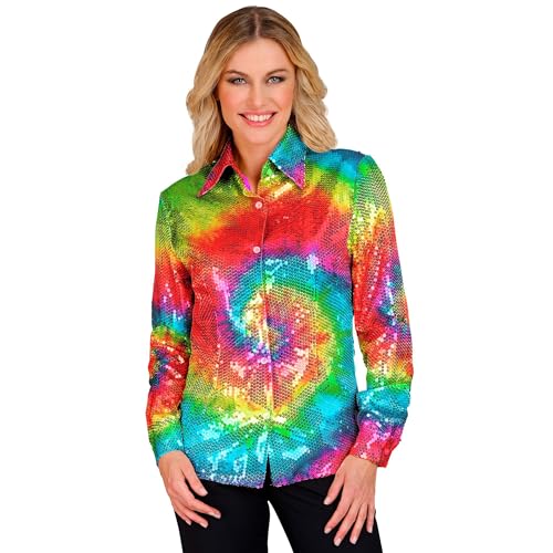 W WIDMANN MILANO Party Fashion - Party Fashion Pailletten Bluse für Damen, Disco Fever, Schlagermove, Damenhemd, Animal Print, Festival, Faschingskostüme von W WIDMANN MILANO Party Fashion