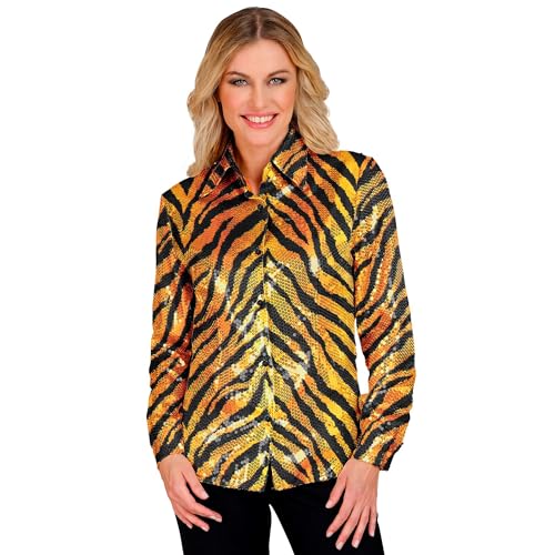 W WIDMANN MILANO Party Fashion - Party Fashion Pailletten Bluse für Damen, Disco Fever, Schlagermove, Damenhemd, Animal Print, Festival, Faschingskostüme von W WIDMANN MILANO Party Fashion